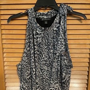 INC International Concepts Women's Animal-Print Tie-Neck Sleeveless Top X-Large